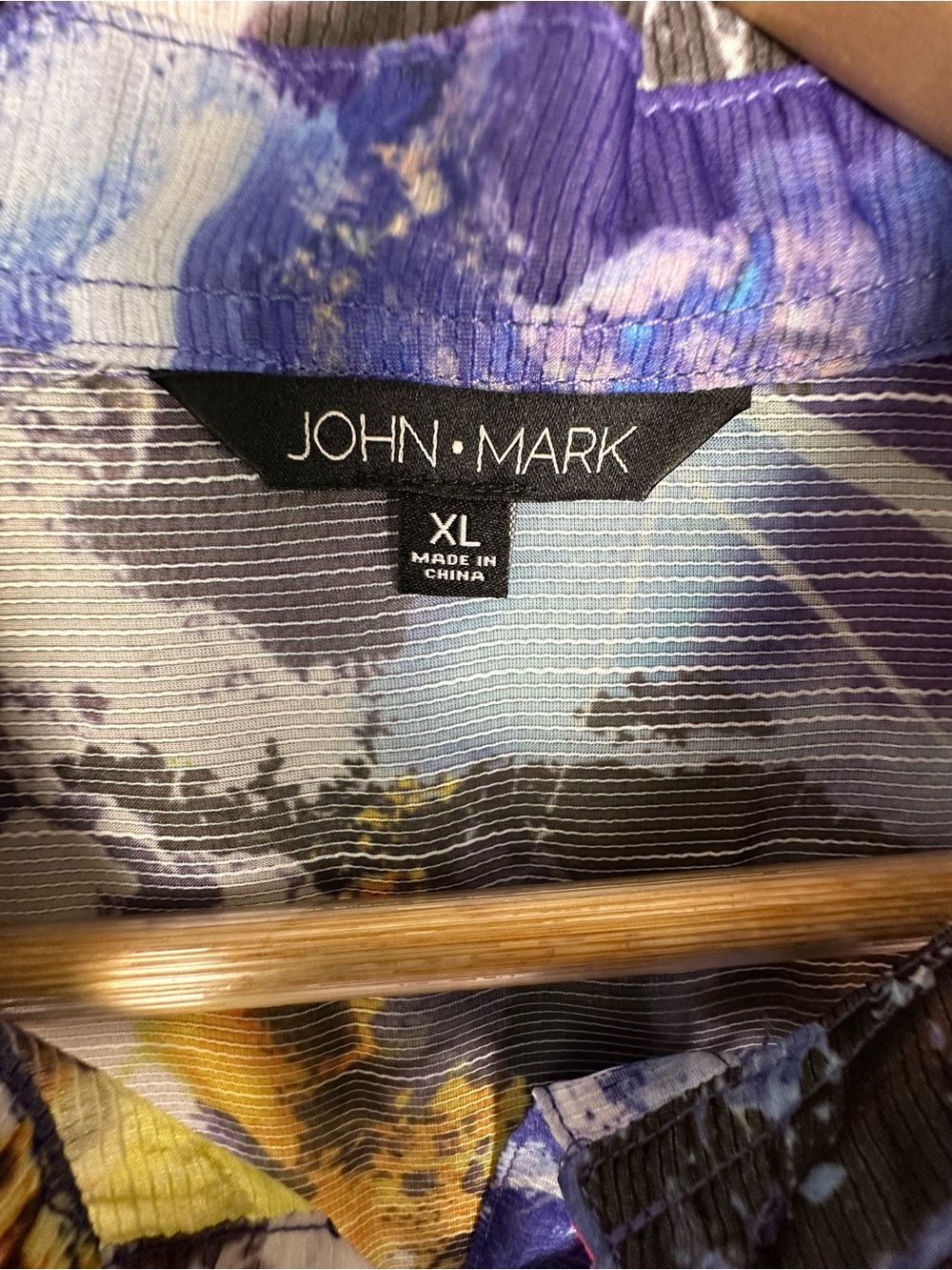 John Mark Womens XL  Abstract Art To Wear Button Up 3/4 Sleeve Tunic Artsy Sheer - Picture 3 of 8